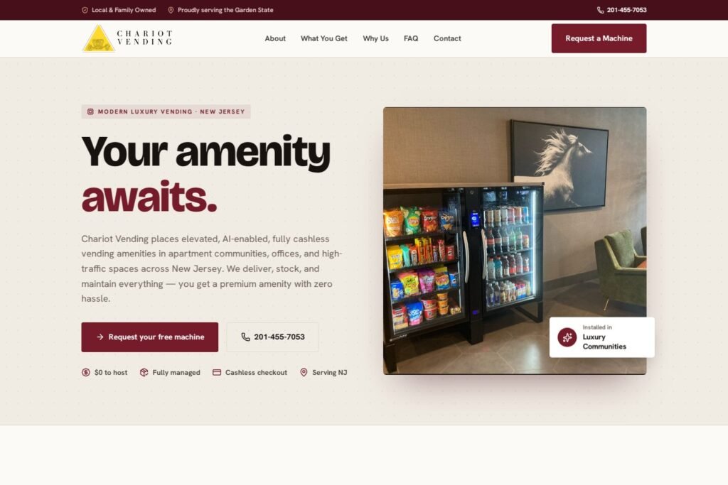 Chariot Vending homepage