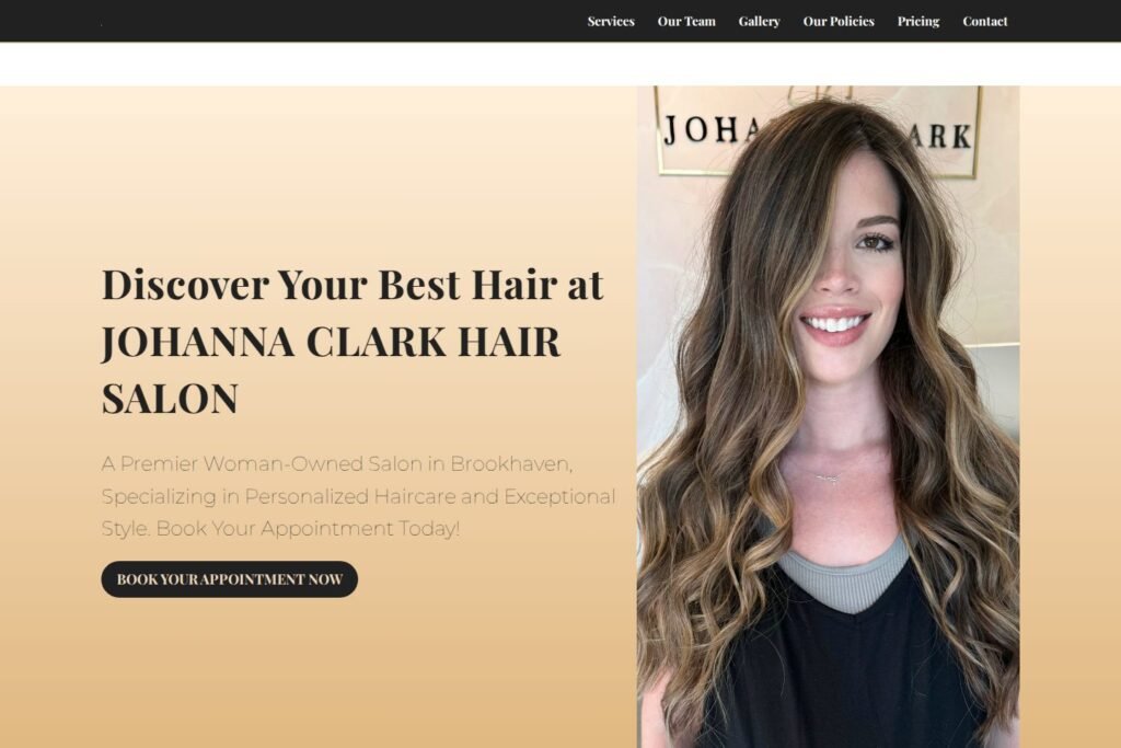 Johanna Clark Hair website homepage