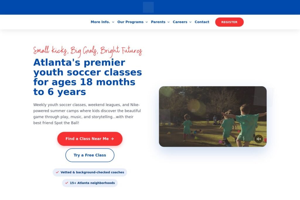Soccer Sidekicks website homepage